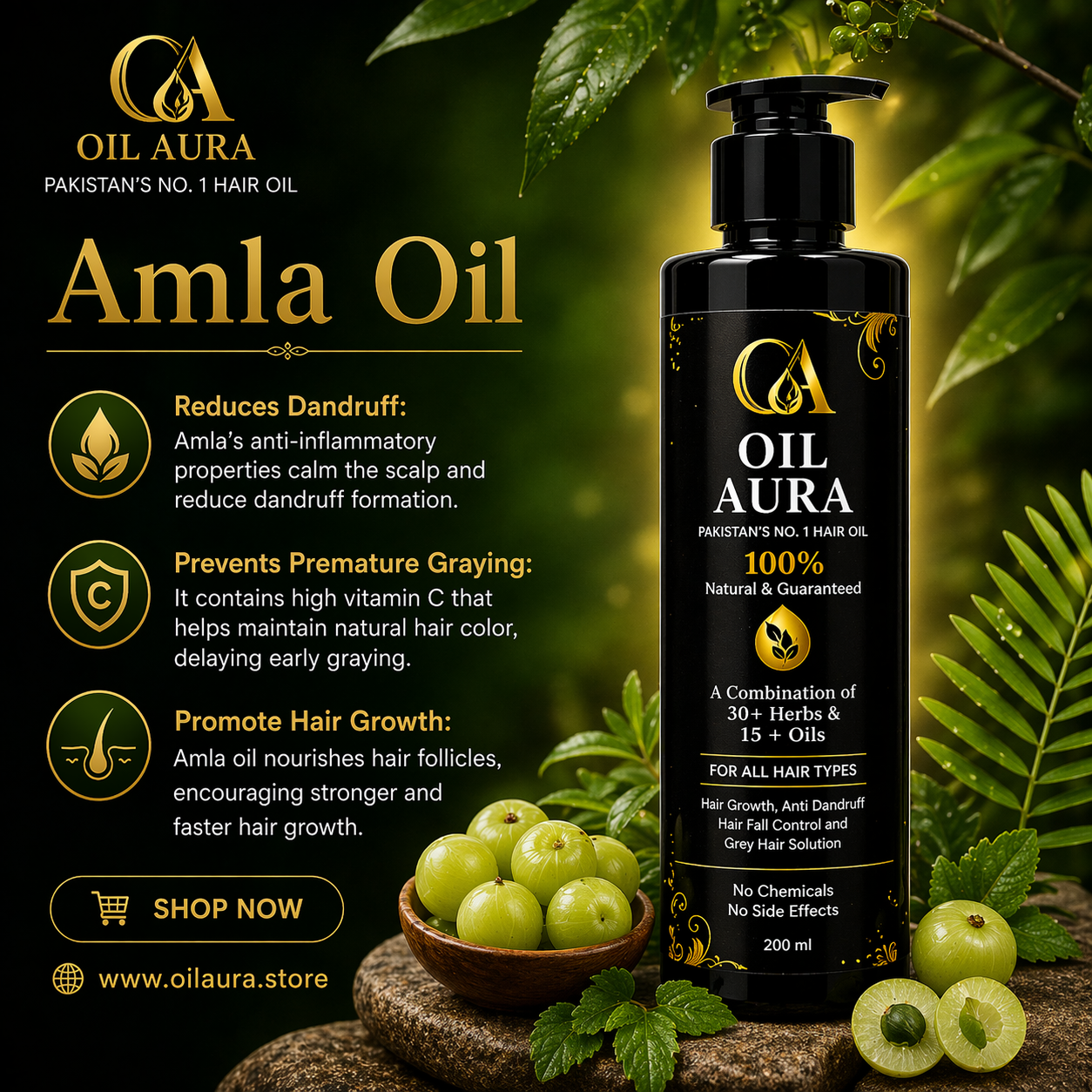 Oil Aura 100% Natural Herbal Hair Oil – 200ml
