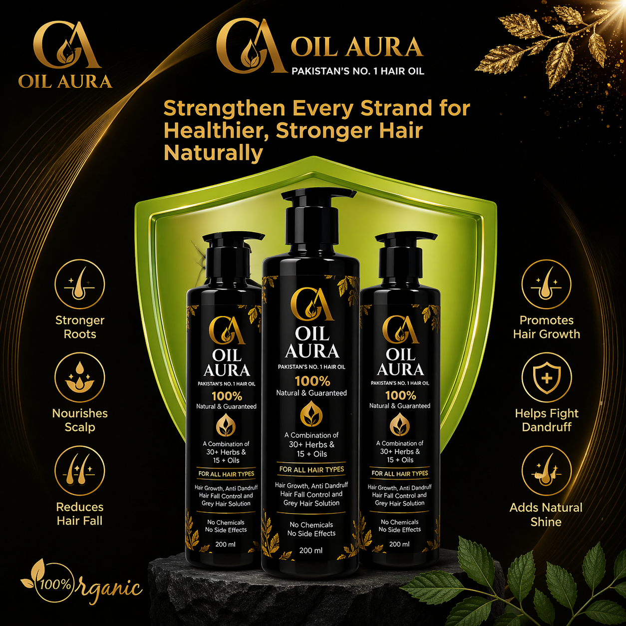 Oil Aura 100% Natural Herbal Hair Oil – 200ml